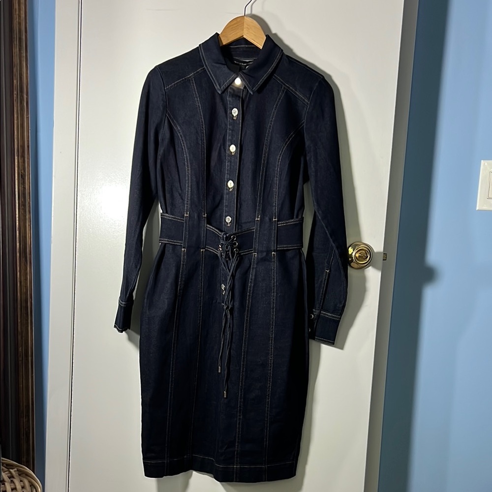 NWT White House Black Market Denim Shirtdress size 6
